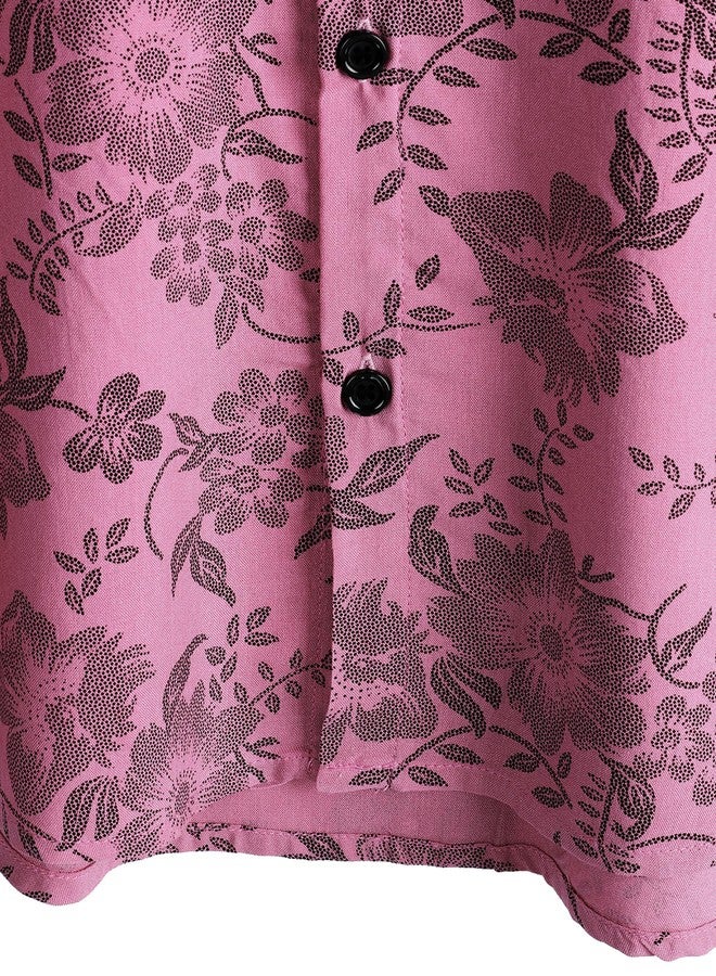 JOTOOK Mens Hawaiian Shirt Short Sleeve Button Down Tropical Shirts Casual Floral Summer Beach Shirt Large Pink - Image 5